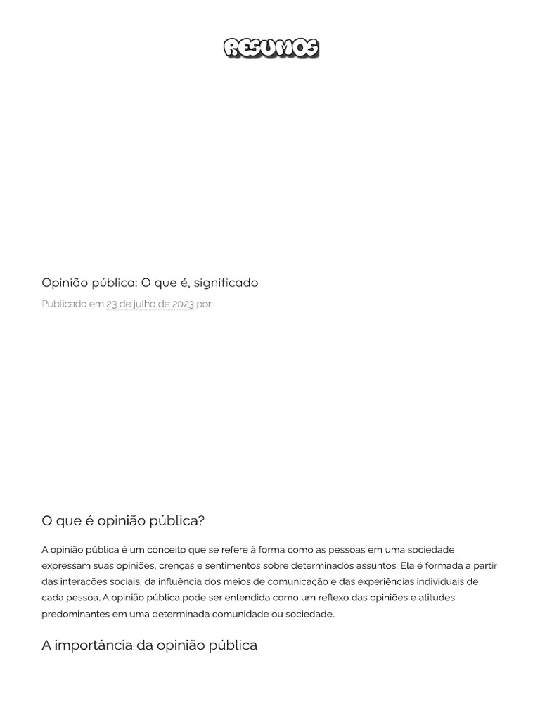 Opinião Pública - O Que É - Significado | PDF