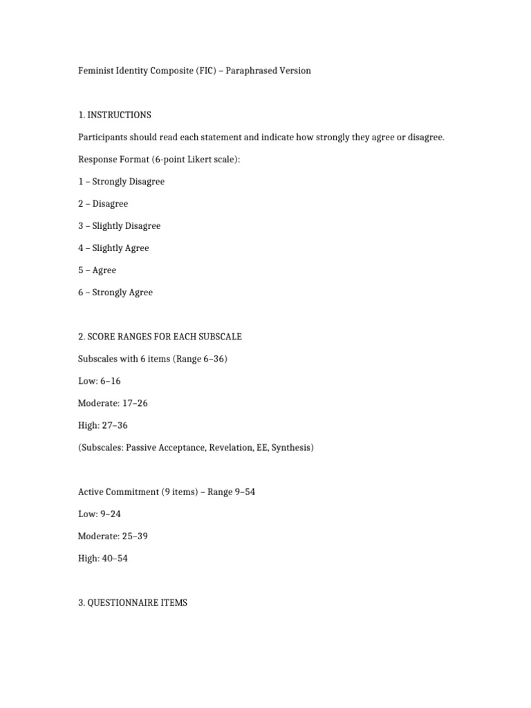 Feminist Identity Composite Questionnaire | PDF | Gender | Gender Studies
