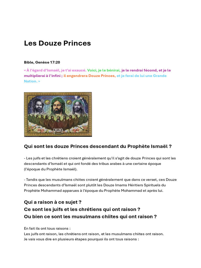 Douze Princes d'Ismaël : Perspectives Religieuses | PDF | Ismaël | Abraham
