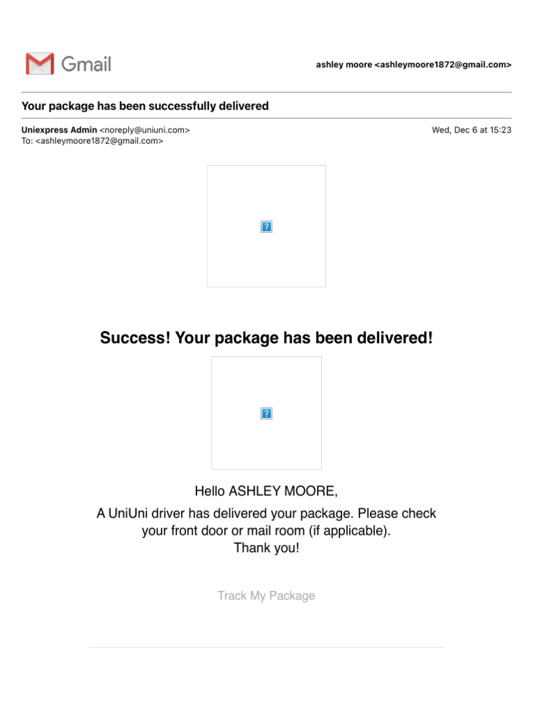 Package Delivery Confirmation Email | PDF