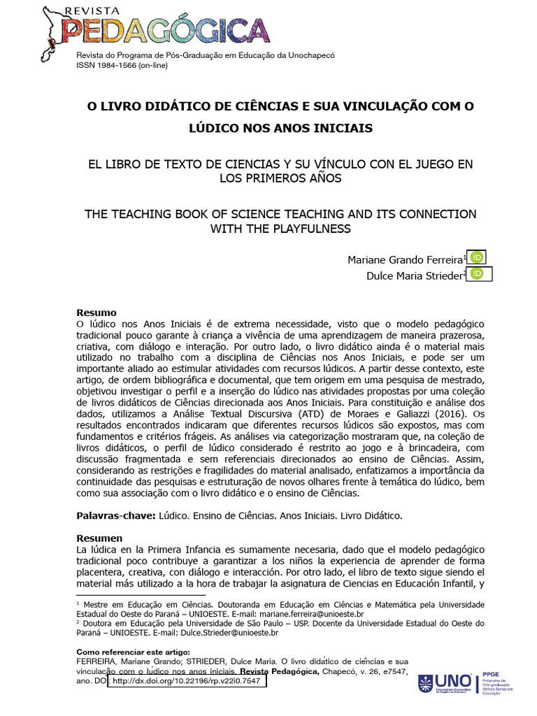 Lúdico e Livro Didático em Ciências | PDF | Pedagogia | Science