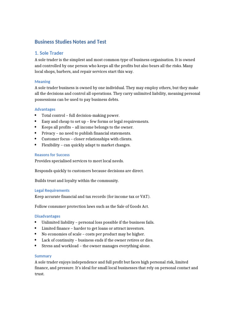 Business Structures: Sole Traders & Partnerships | PDF | Partnership ...
