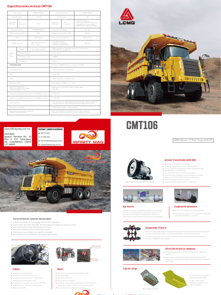 Camión Minero CMT106: Especificaciones y Rendimiento | PDF | Eje | Motores