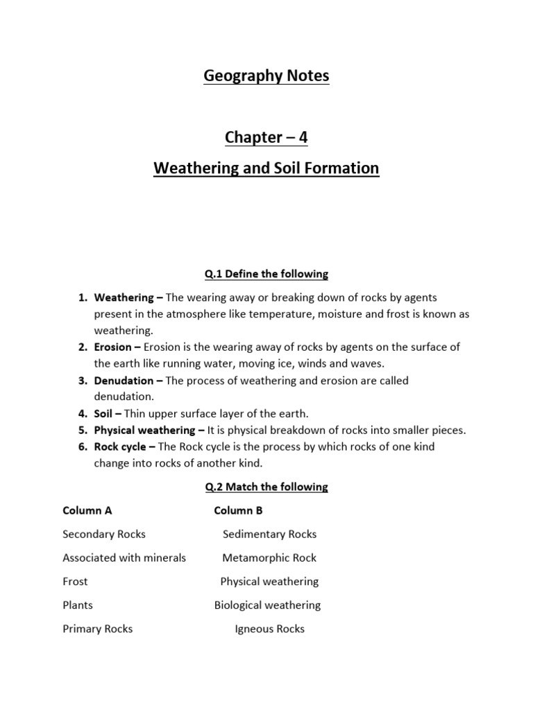 Weathering and Soil Formation Explained | PDF | Rock (Geology) | Weathering