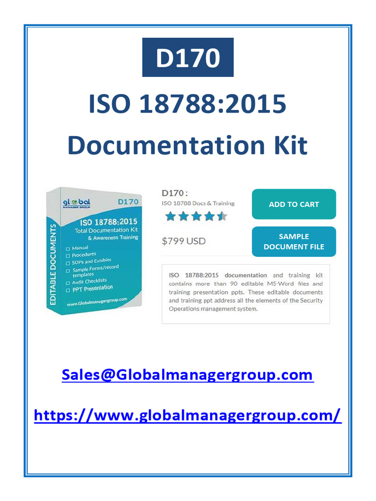 ISO 18788:2015 Security Ops Kit | PDF | Audit | Documentation