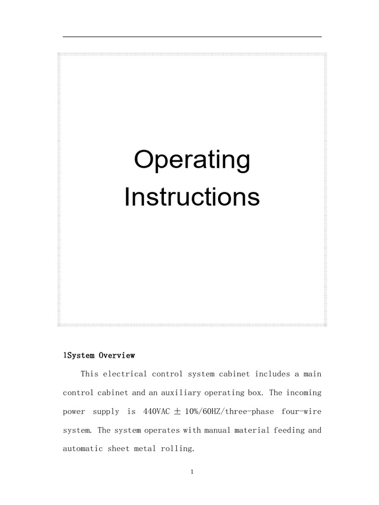 Electrical Control System Guide | PDF | Rolling (Metalworking) | Sheet ...