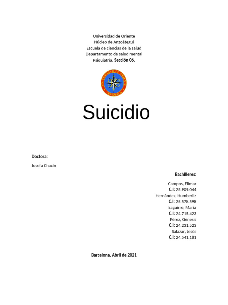 Tema 10 - Suicidio | PDF | Suicidio | Trastorno depresivo mayor