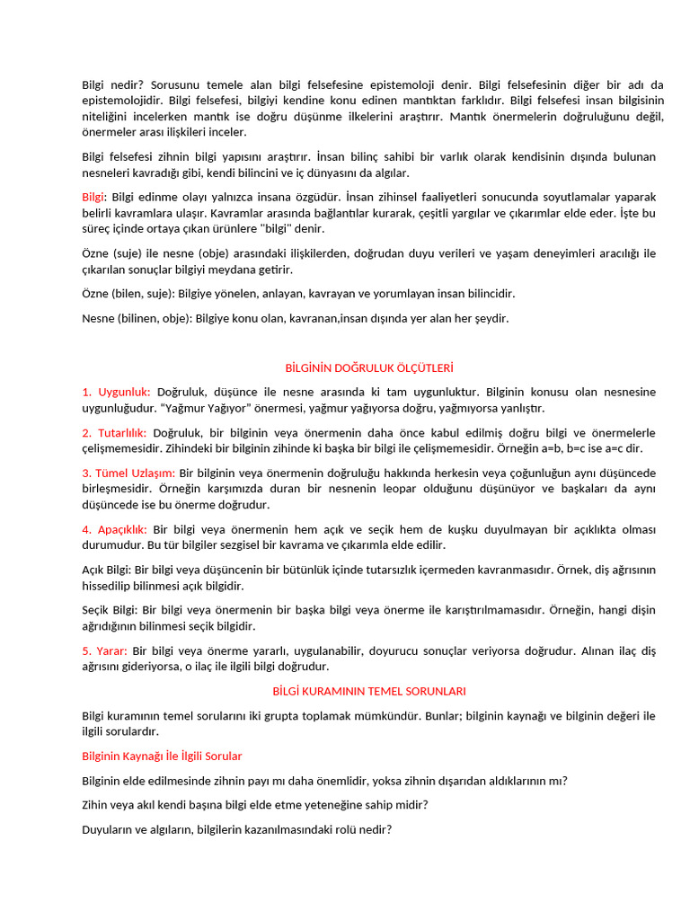 Bilgi Felsefesi | PDF
