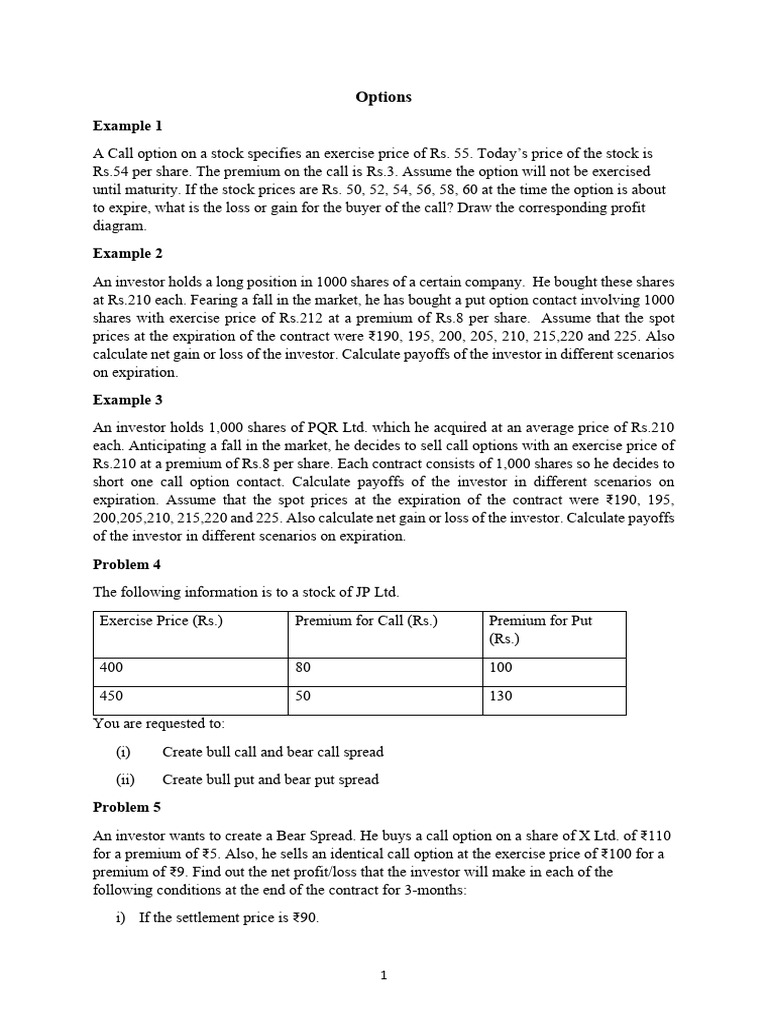 Option Problems (14.11.2025) | PDF | Option (Finance) | Derivative ...