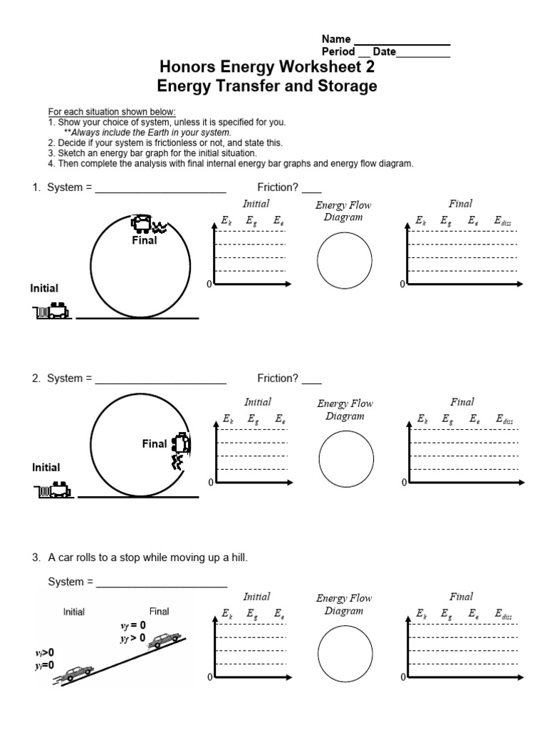 Honors Energy Transfer Worksheet | PDF