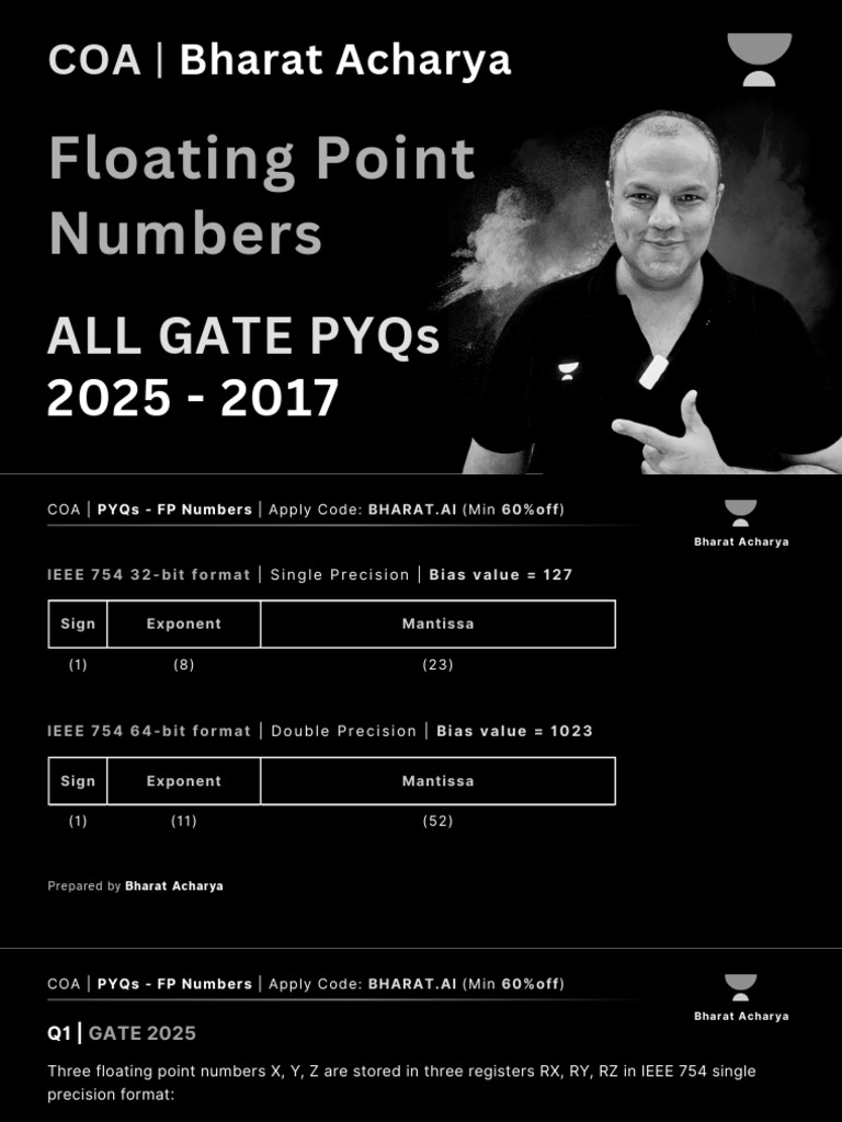GATE PYQs on Floating Point Numbers | PDF | Computer Architecture ...