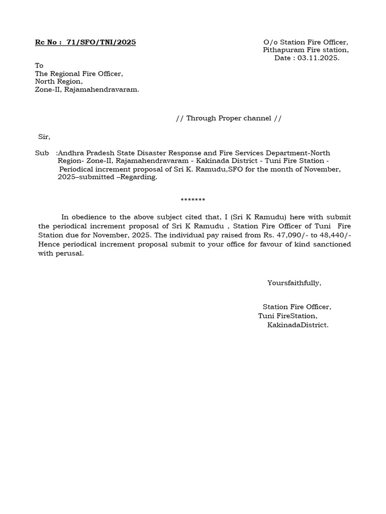 Sfo Increment Letter. and Covering Letter 2025 | PDF