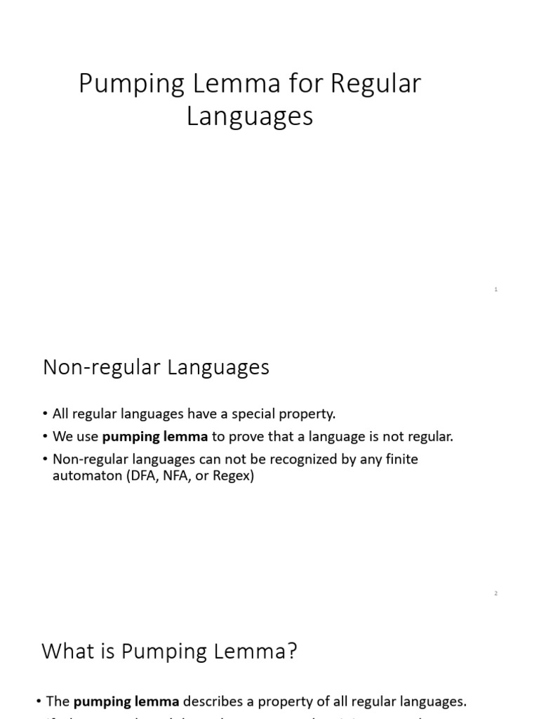 Pumping Lemma | PDF | Number Theory | Discrete Mathematics