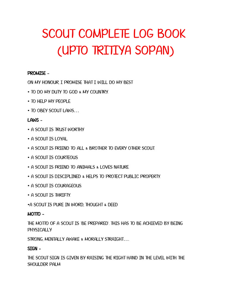 Scout Complete Log Book Overview | PDF | Knot | Scouting