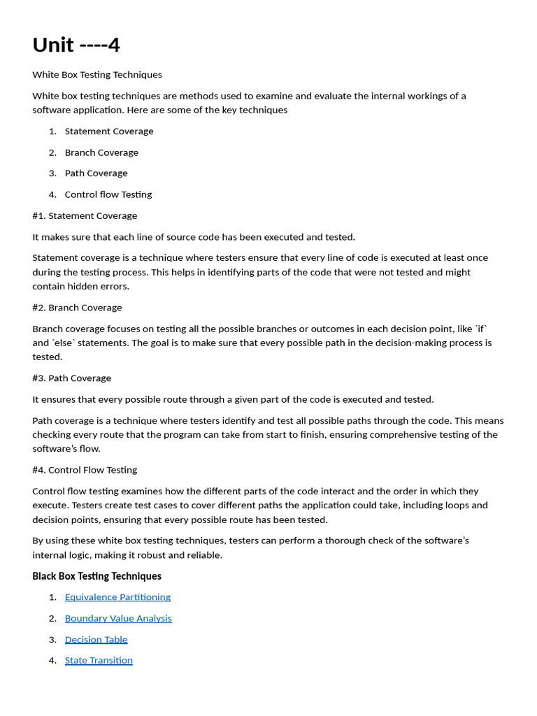 White Box Testing Techniques Explained | PDF | Software Testing ...