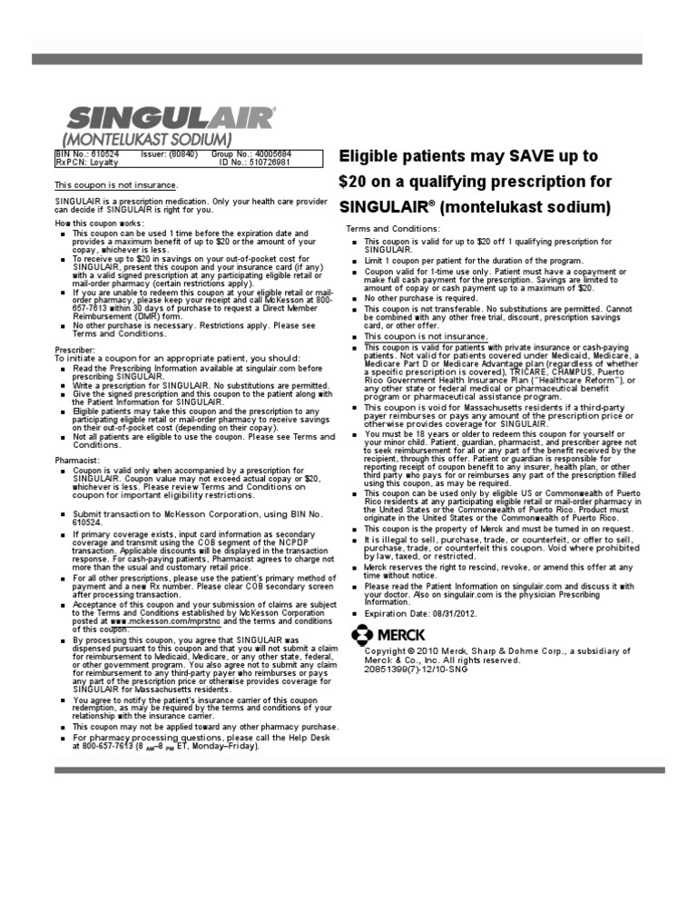 SINGULAIR PACKAGE INSERT PRESCRIBING INFORMATION MOA visual data 6