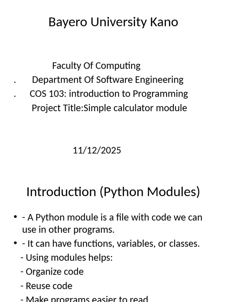 Python Simple Calculator Module Guide | PDF