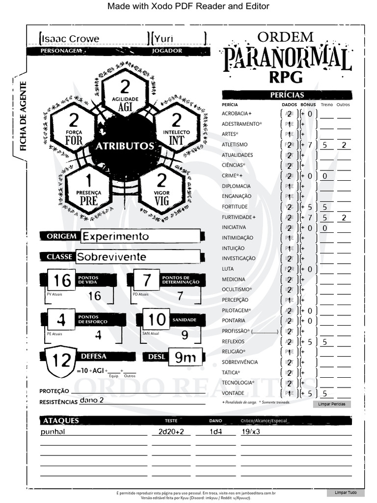 Ficha de Personagem para RPG | PDF