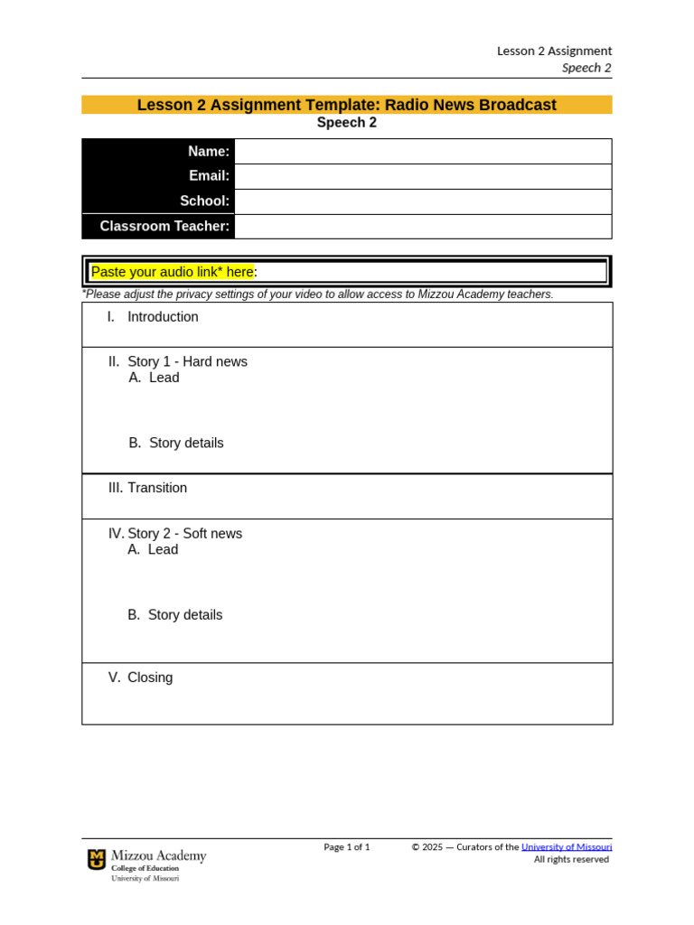 Radio News Broadcast Assignment Guide | PDF