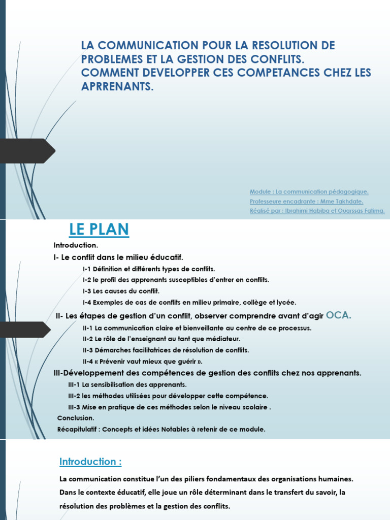 Compétences en gestion des conflits éducatifs | PDF | Résolution de ...