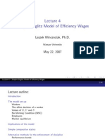 Shapiro Stiglitz Model of Efficiency Wages