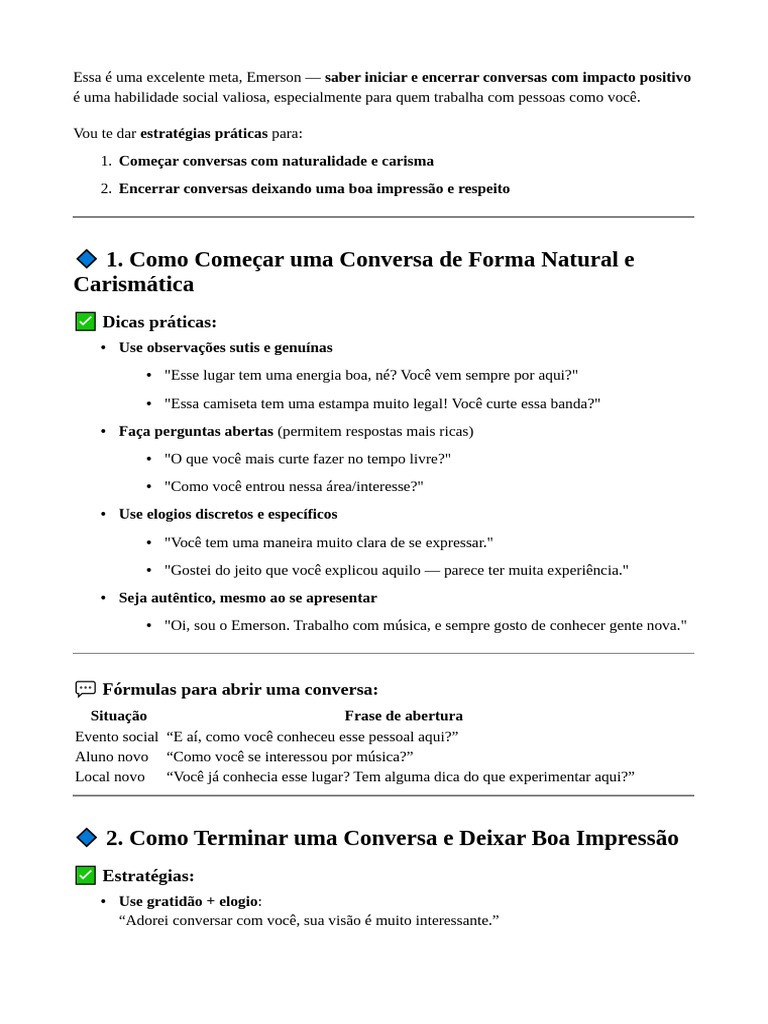 Como Iniciar e Encerrar Conversas Eficazes | PDF