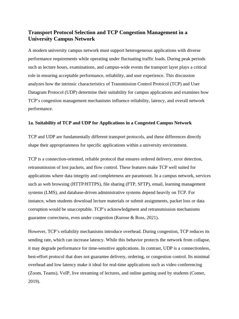 Transport Protocols in Campus Networks | PDF | Transmission Control ...
