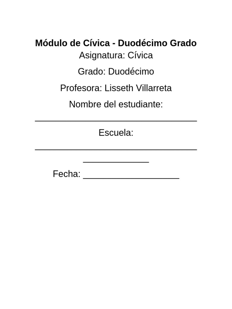 Módulo de Cívica para Duodécimo Grado | PDF | Democracia | Ideologías ...
