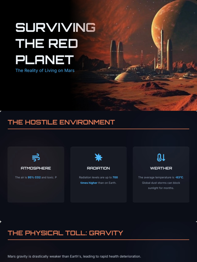 Living Conditions on Mars: Challenges | PDF