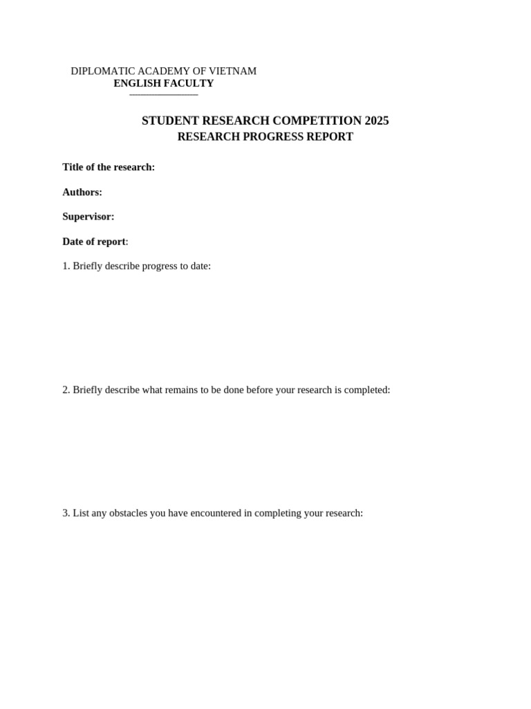 Research Progress Report Template | PDF