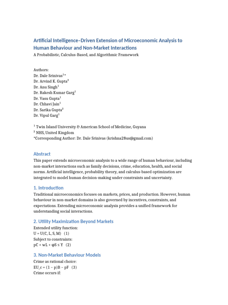 AI in Microeconomic Analysis of Behavior | PDF | Microeconomics ...