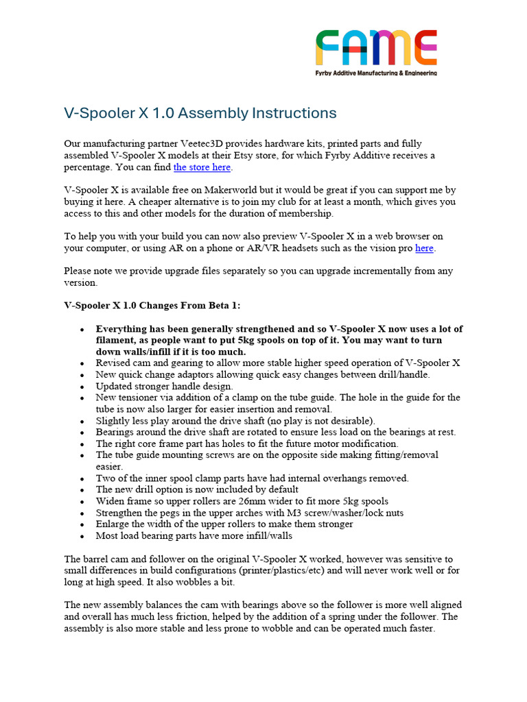 V-Spooler X 1.0 Assembly Guide | PDF | Screw | Bearing (Mechanical)