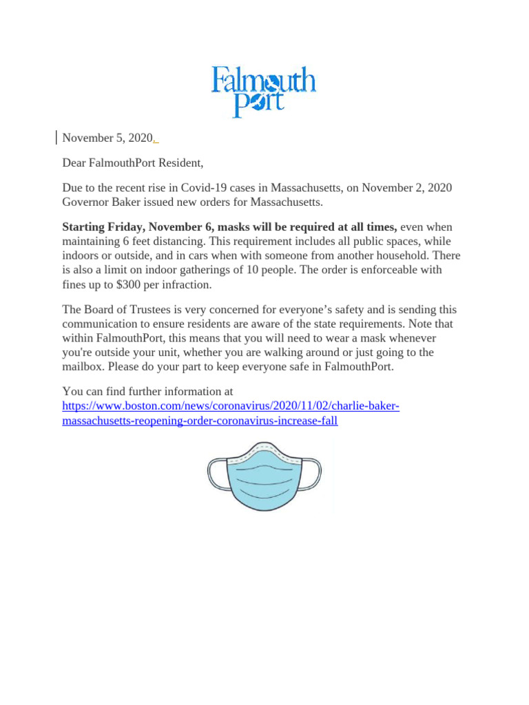 FalmouthPort Covid-19 Mask Mandate | PDF