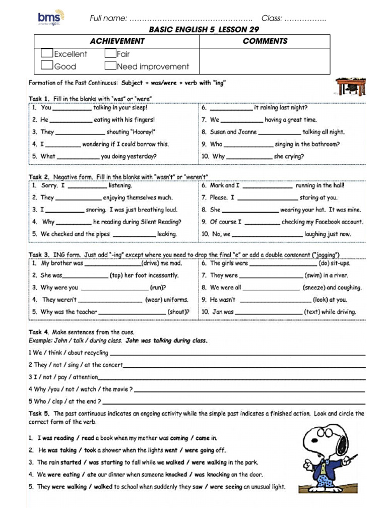 Basic English 5 Lesson 29 Assessment | PDF
