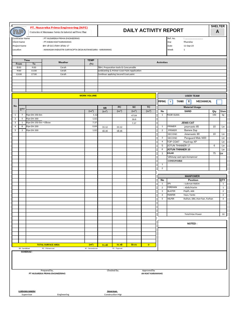 Daily Activity Report for BM 1# Project | PDF | Cleaning | Metals