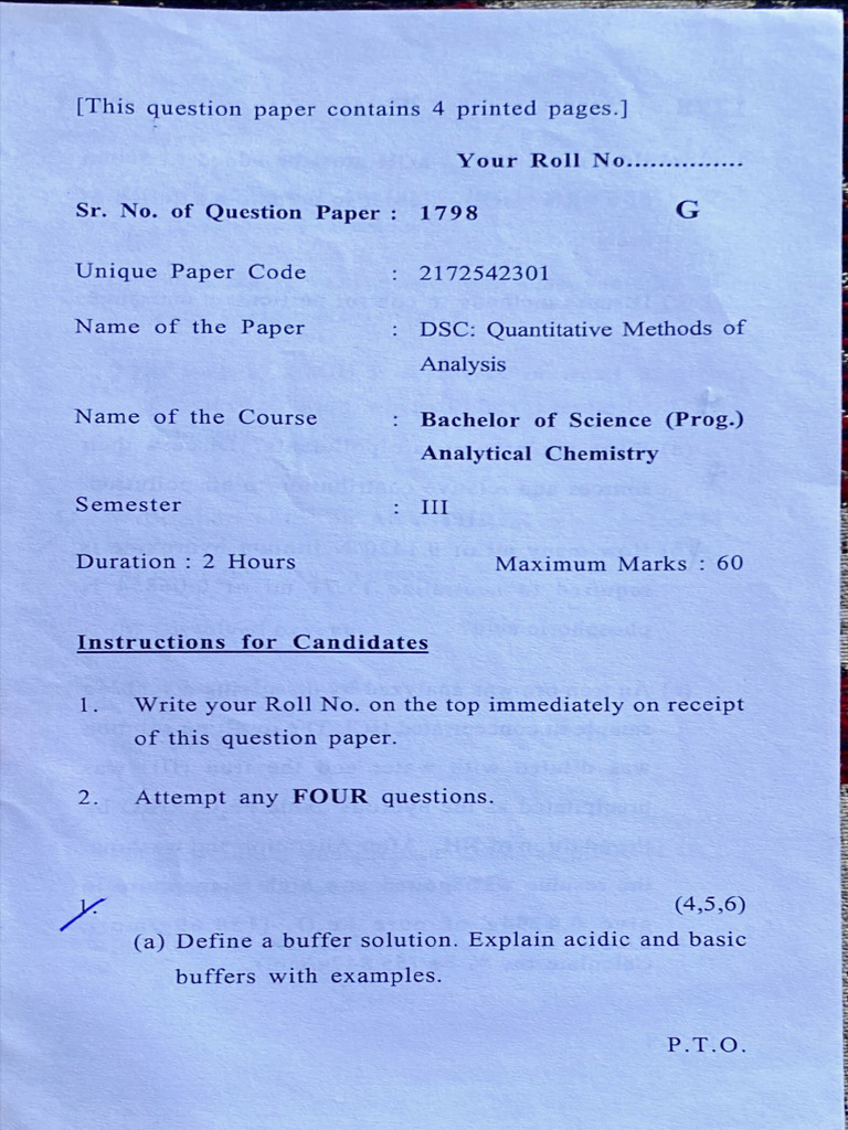 Analytical chemistry sem 3 pyq | PDF