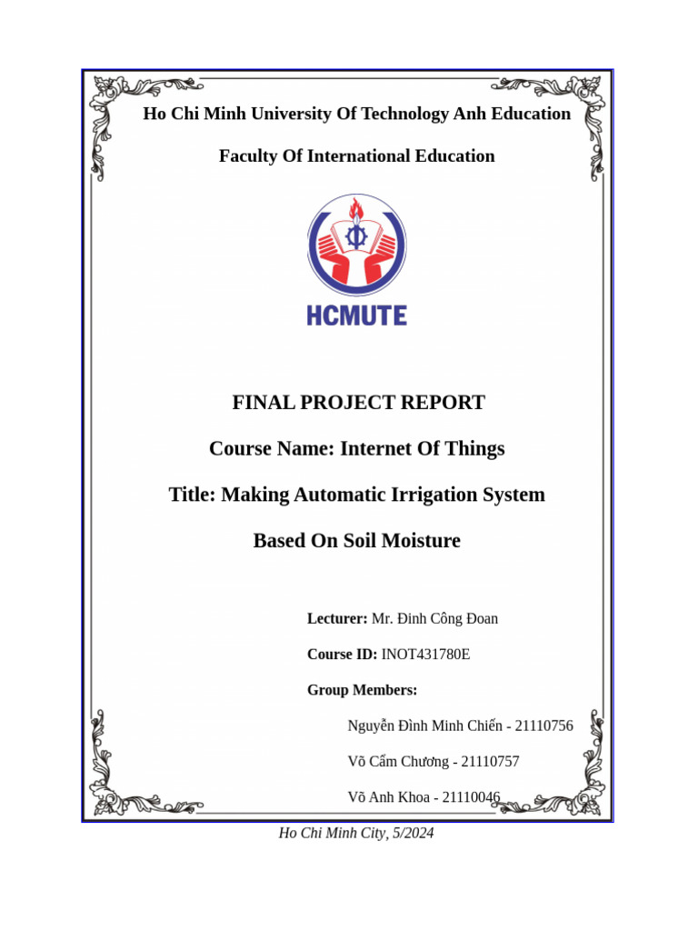Automatic Irrigation System Using IoT | PDF | Internet Of Things ...