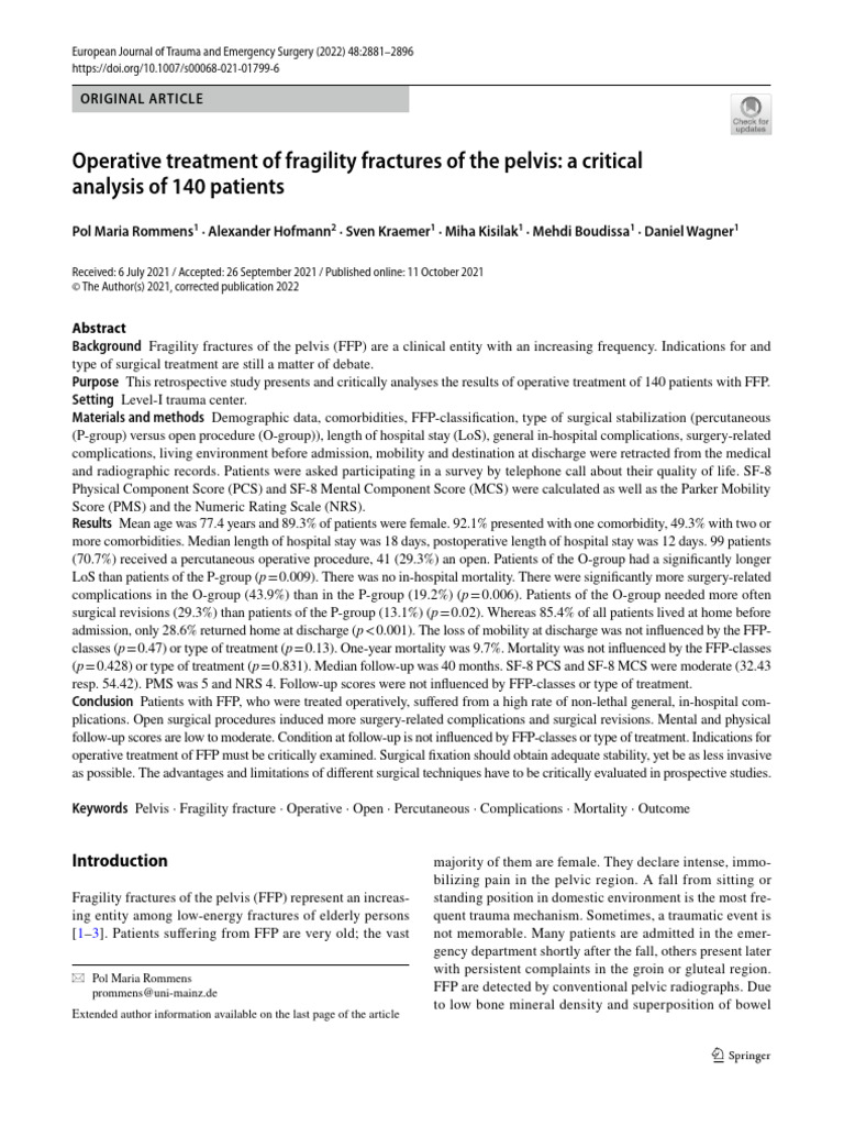 2022 - Operative Treatment of Fragility Fractures of The Pelvis 140 ...