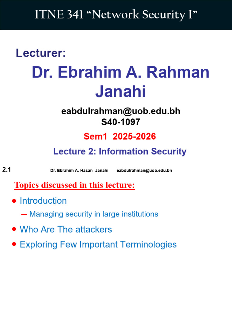 ITNE341 25261 Lecture 2 Information Security FORTEAMS | PDF | Security ...