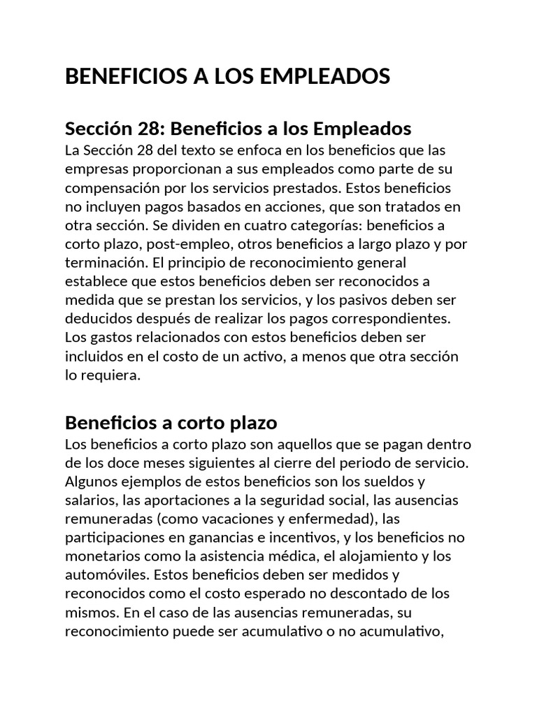 Beneficios A Los Empleados | PDF