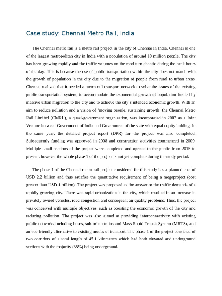 Chennai Metro Rail Project Overview | PDF | Rapid Transit | Transport