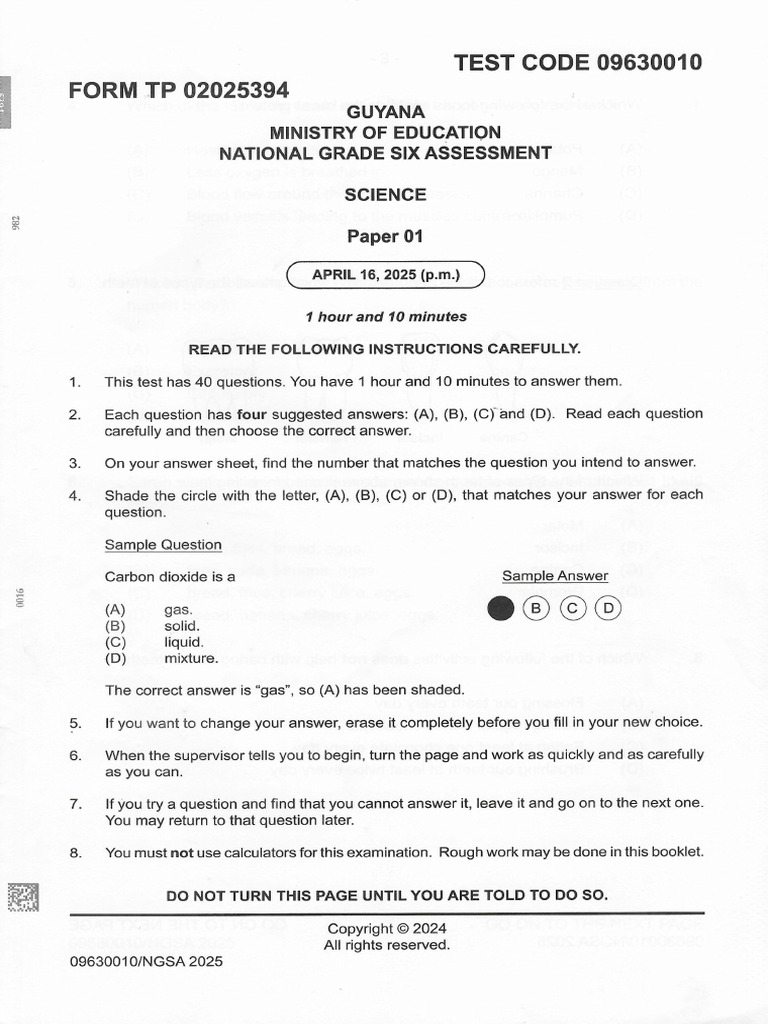 Ngsa 2025 Science 1 | PDF