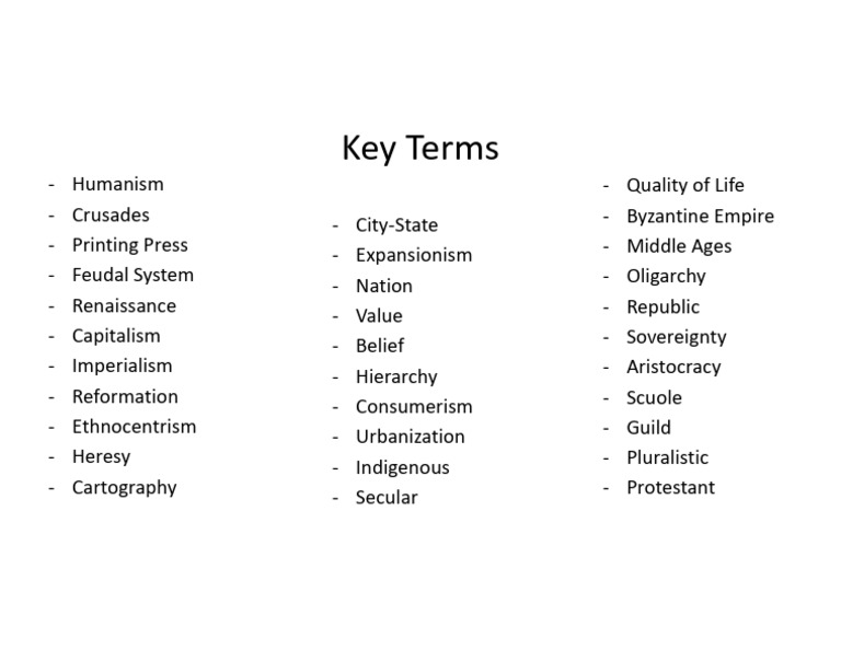 Key Historical Terms Explained | PDF