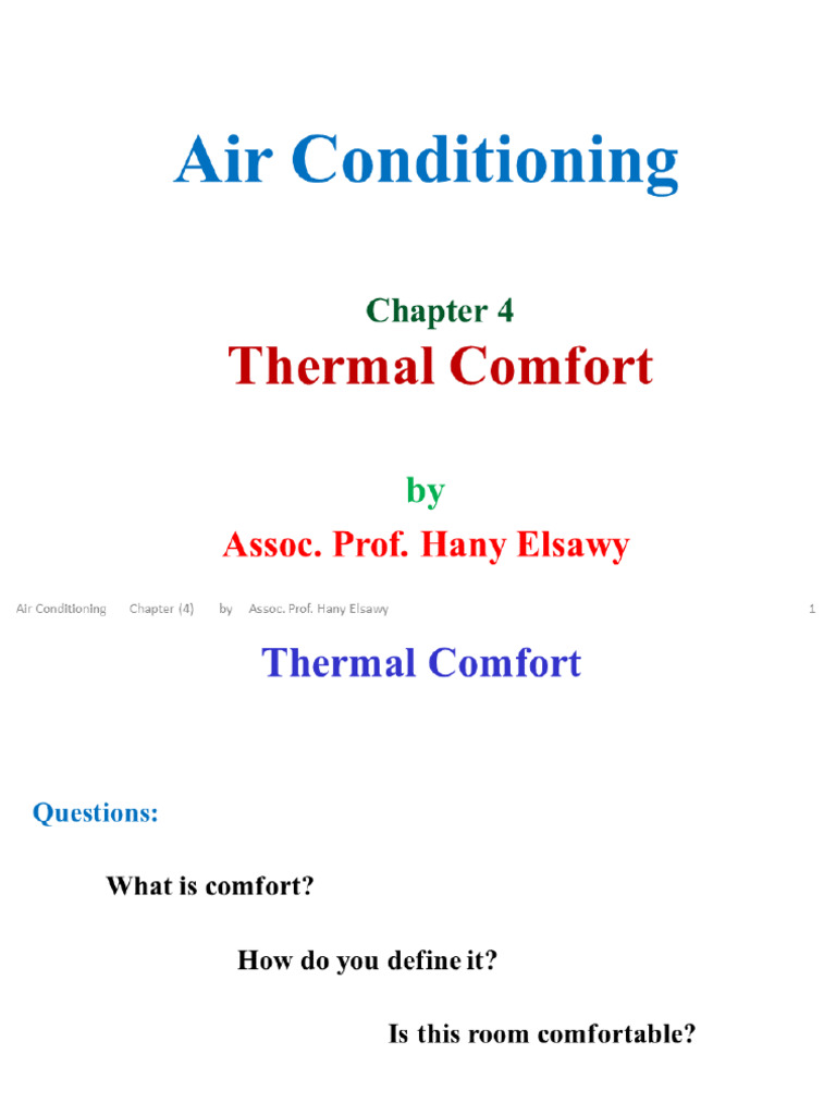 Air Conditioning-Lecture 3 - Thermal Comfort | PDF