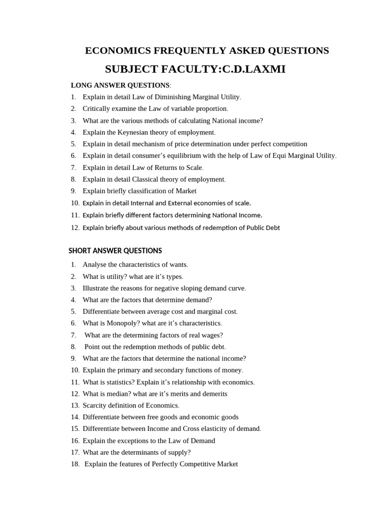 Economics FAQ: Key Concepts Explained | PDF | Economics | Demand