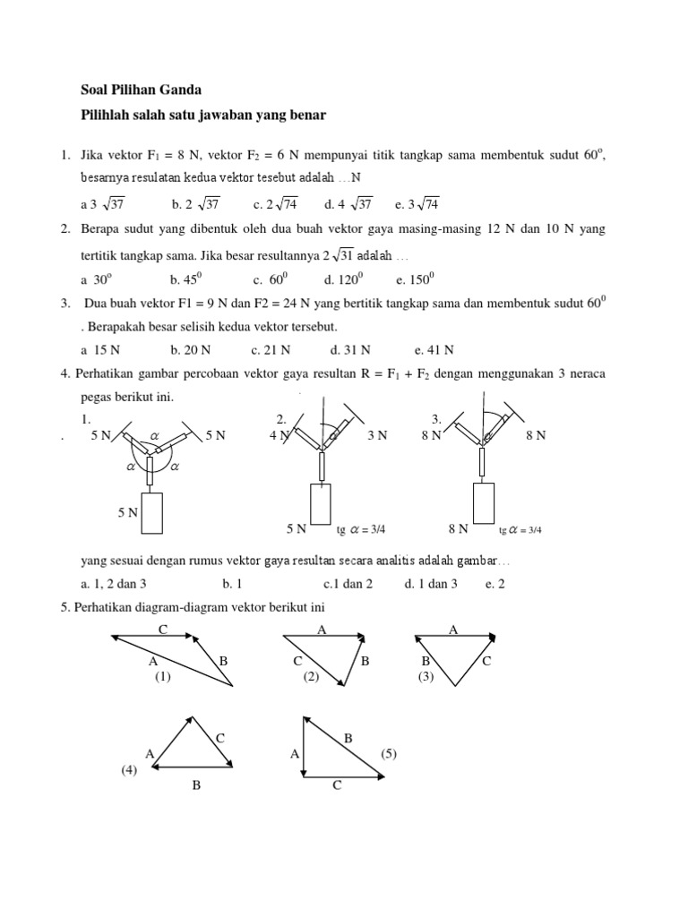 Soal Pilihan Ganda Vektor Dan Jawabannya - Guru Paud