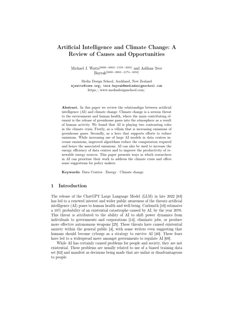 AI's Impact on Climate Change: Review | PDF | Wind Power | Artificial ...
