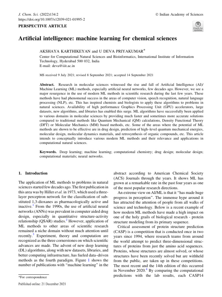 AI and Machine Learning in Chemistry | PDF | Machine Learning | Deep ...