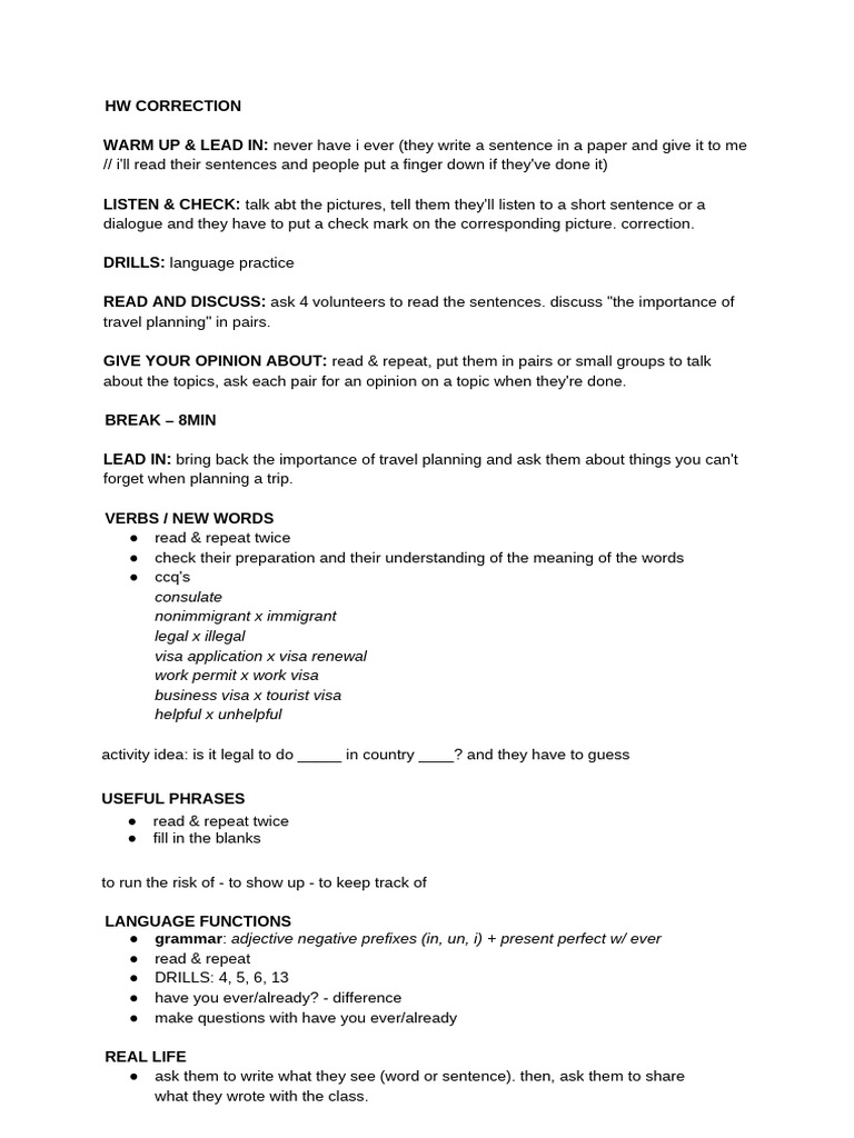 Travel Planning ESL Lesson Plan | PDF