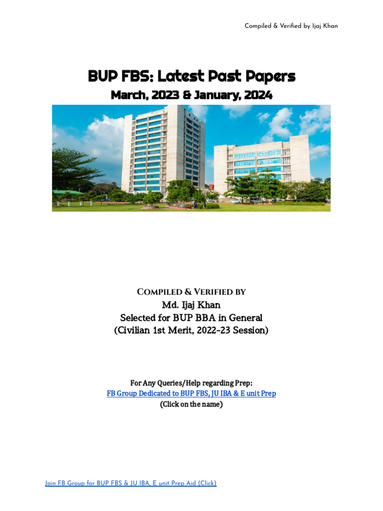 BUP FBS Past Papers 2023-2024 Guide | PDF | Sustainability ...